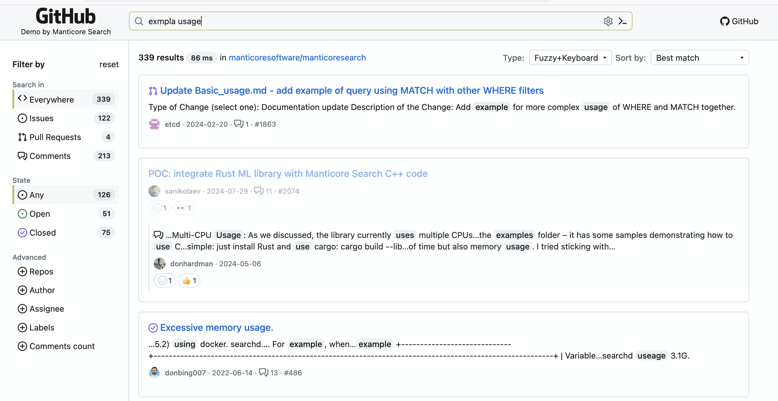 Fuzzy Search Showcase