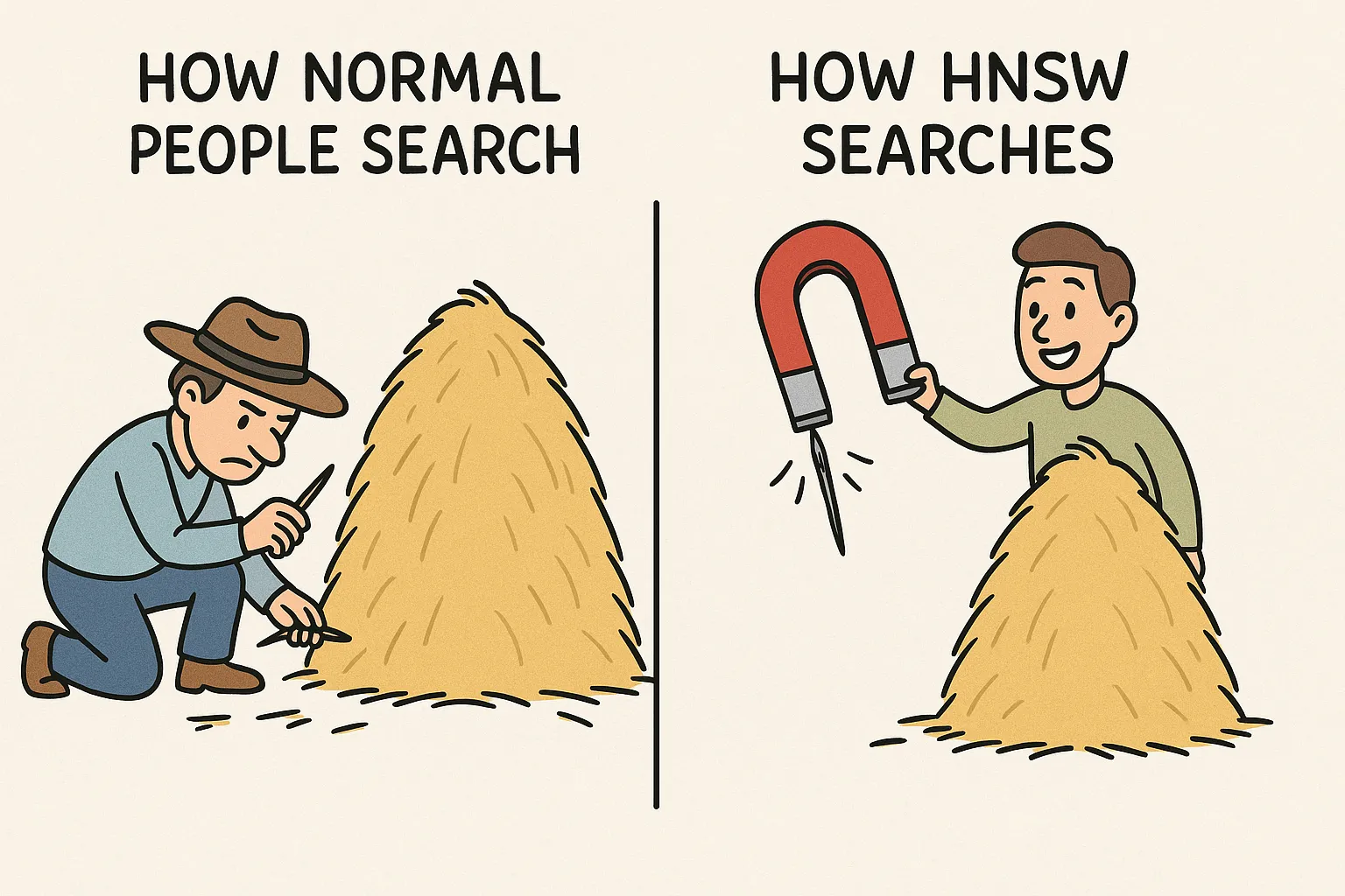 человек ищет иглу в стоге сена