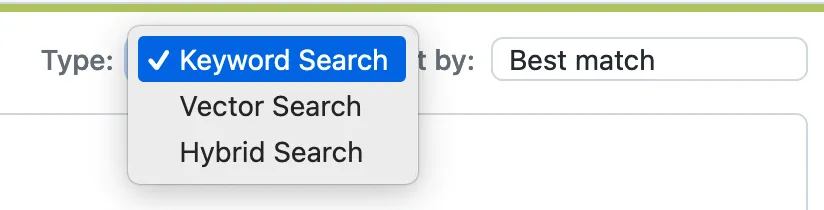 Selector for search type